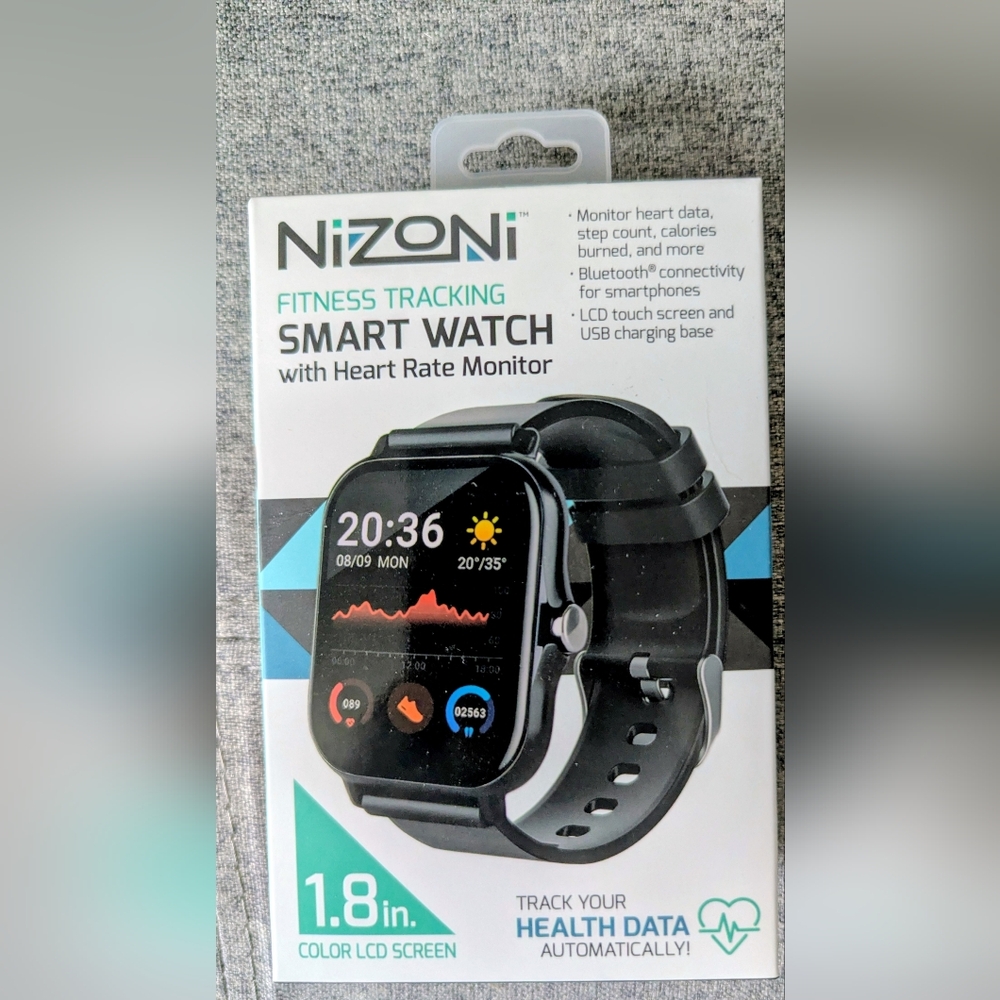 Black Fitness Tracking Smart Watch with Heart Rate Monitor